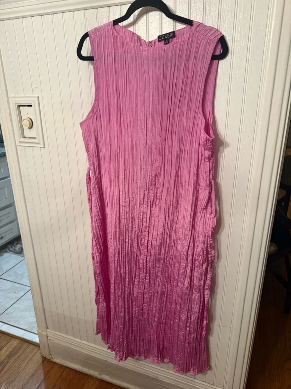 J. Crew Crinkle High Neck Sheath Dress Size 22 bubblegum pink